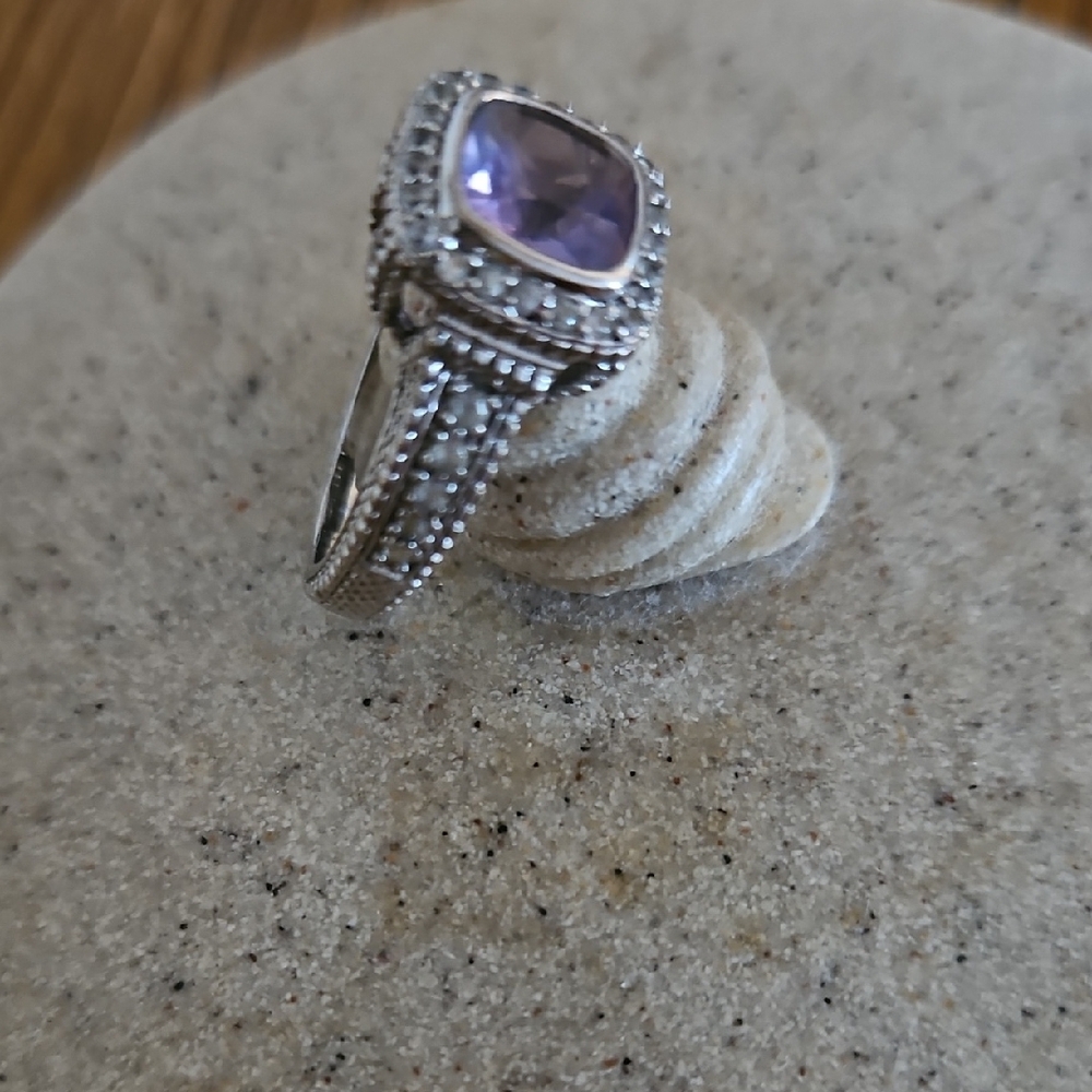 Judith Ripka Purple Amethyst Silver Ring - Picture 2 of 6